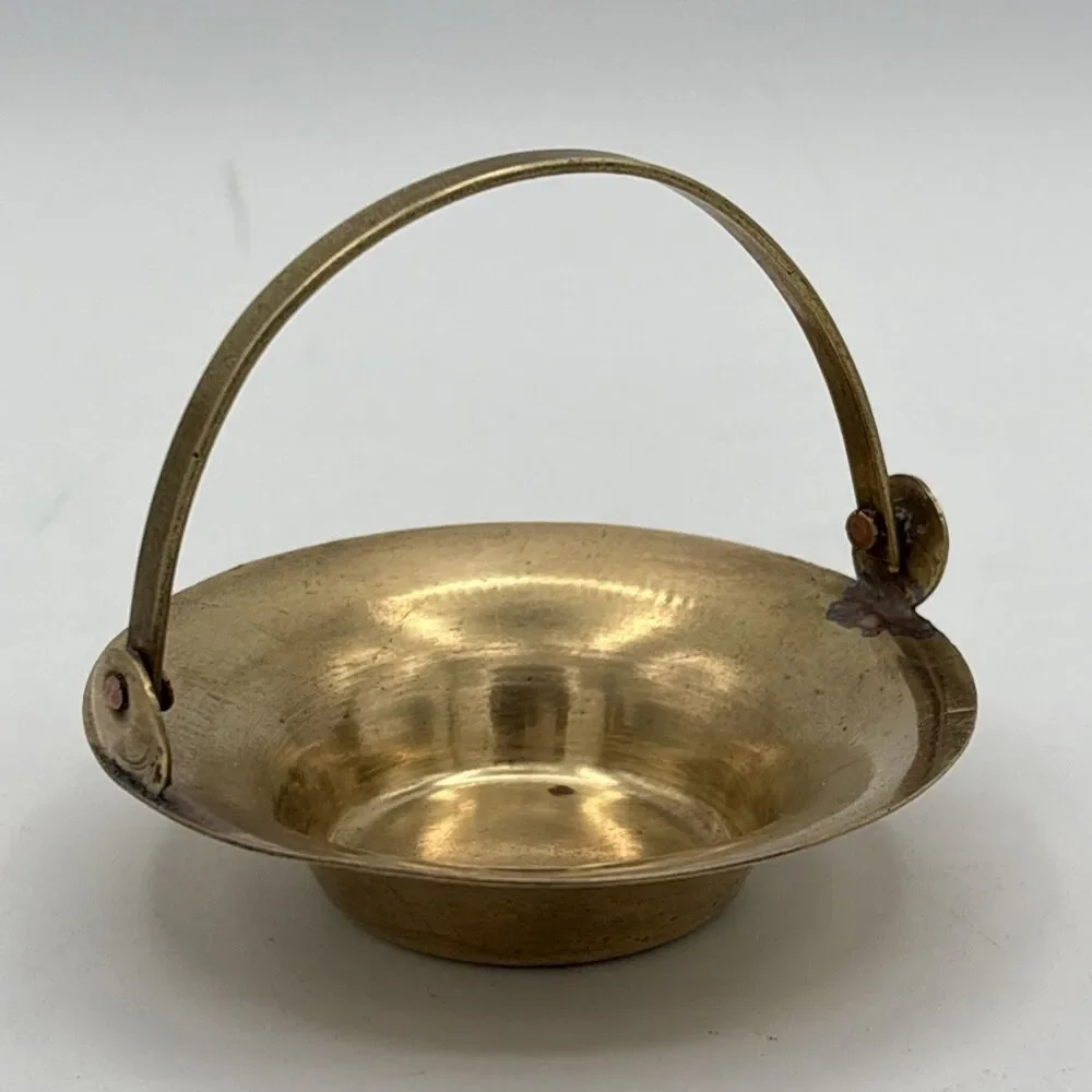 Vintage Brass Small/Miniature Basket Candy Trinket Dish - Decorative